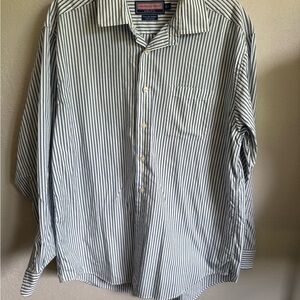 Men’s L Vineyard Vines White Striped Taylor Long Sleeve Casual Button Up Shirt